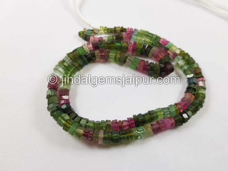 Tourmaline Step Cut Roundelle Beads